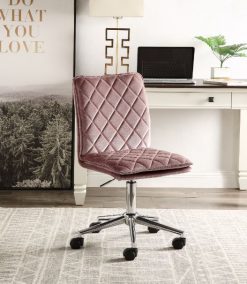 ACME Aestris Modern Leisure Velvet Swivel Chair Height Adjustable With Backrest And Casters For Living Room, Bedroom, Dining Room, Office - Pink