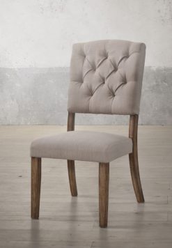 ACME Bernard Linen Upholstered Dining Chair Set Of 2, With Button Tufted Backrest, And Wood Legs, For Restaurant, Cafe, Tavern, Office, Living Room - Cream -NEWTRAL Sales Shop ACME Bernard Side Chair Set 2 in Cream Linen Weathered Oak 66187 471223 2