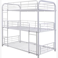 ACME Full Size Triple Bed Frame With Ladder, And Metal Slats Support, No Spring Box Required (Frame Only) - White -NEWTRAL Sales Shop ACME Cairo Bunk Bed Triple Full in White 38115 459539 3