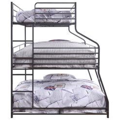 ACME Caius Twin-Over-Full-Over-Queen Size Triple Bed Frame With Ladder, And Metal Slats Support, No Spring Box Required (Frame Only) - Gunmetal 4 ACME Caius Twin-Over-Full-Over-Queen Size Triple Bed Frame With Ladder, And Metal Slats Support, No Spring Box Required (Frame Only) - Gunmetal -NEWTRAL Sales Shop ACME Caius II Bunk Bed Triple Twin Full Queen in Gunmetal 37450 460955 4