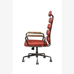 ACME Calan Modern Leisure Leather Swivel Chair Height Adjustable With High Backrest And Casters For Living Room, Bedroom, Dining Room, Office - Red -NEWTRAL Sales Shop ACME Calan Office Chair in Antique Red Top Grain Leather 92109 470475 2