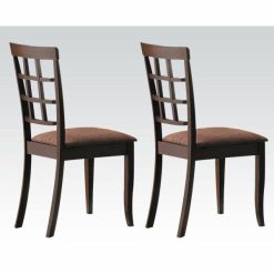 ACME Cardiff Microfiber Upholstered Chair Set Of 2, With High Backrest, And Wood Legs, For Restaurant, Cafe, Tavern, Office, Living Room - Brown
