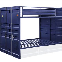 ACME Full-Over-Full Size Container Style Bunk Bed Frame With Ladder, And Metal Slats Support, No Spring Box Required (Frame Only) - Blue -NEWTRAL Sales Shop ACME Cargo Bunk Bed Full Full Blue 1Set 2Ctn 37905 459569 2