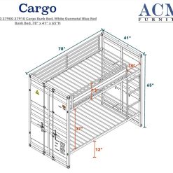 ACME Twin-Over-Twin Size Container Style Bunk Bed Frame With Ladder, And Metal Slats Support, No Spring Box Required (Frame Only) - Blue -NEWTRAL Sales Shop ACME Cargo Bunk Bed Twin Twin Blue 1Set 2Ctn 37900 459565 1