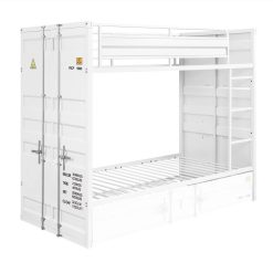 ACME Twin-Over-Twin Size Container Style Bunk Bed Frame With Ladder, And Metal Slats Support, No Spring Box Required (Frame Only) - White -NEWTRAL Sales Shop ACME Cargo Bunk Bed Twin Twin White 1Set 2Ctn 37880 459570 3