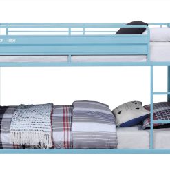 ACME Cargo Twin-Over-Twin Size Bunk Bed Frame With Ladder, And Metal Slats Support, No Spring Box Required, For Kids, Teens (Frame Only) - Blue -NEWTRAL Sales Shop ACME Cargo Twin Twin Bunk Bed Aqua Finish 37810 466010 2