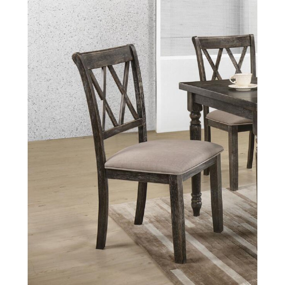 ACME Claudia Fabric Upholstered Dining Chair Set of 2, with High Backrest, and Wood Legs, for Restaurant, Cafe, Tavern, Office, Living Room - Gray ACME Claudia Fabric Upholstered Dining Chair Set Of 2, With High Backrest, And Wood Legs, For Restaurant, Cafe, Tavern, Office, Living Room - Gray -NEWTRAL Sales Shop ACME Claudia II Side Chair Set 2 in Fabric Weathered Gray 71882 471213 0