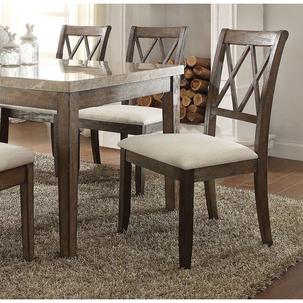 ACME Claudia Linen Upholstered Dining Chair Set of 2, with High Backrest, and Wood Legs, for Restaurant, Cafe, Tavern, Office, Living Room - Beige ACME Claudia Linen Upholstered Dining Chair Set Of 2, With High Backrest, And Wood Legs, For Restaurant, Cafe, Tavern, Office, Living Room - Beige -NEWTRAL Sales Shop ACME Claudia Side Chair Set 2 in Beige Linen Salvage Brown 71717 471216 0