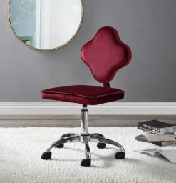 ACME Clover Modern Leisure Velvet Swivel Chair Height Adjustable With Backrest And Casters For Living Room, Bedroom, Dining Room, Office - Red
