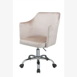 ACME Cosgair Modern Leisure Velvet Swivel Chair Height Adjustable With Curved Backrest And Casters For Living Room, Bedroom, Dining Room, Office - Champagne -NEWTRAL Sales Shop ACME Cosgair Office Chair in Champagne Velvet Chrome 92506 470457 3