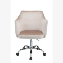 ACME Cosgair Modern Leisure Velvet Swivel Chair Height Adjustable With Curved Backrest And Casters For Living Room, Bedroom, Dining Room, Office - Champagne -NEWTRAL Sales Shop ACME Cosgair Office Chair in Champagne Velvet Chrome 92506 470457 5