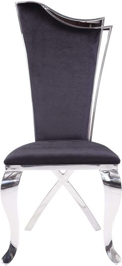 ACME Cyrene Fabric Upholstered Dining Chair Set Of 2, With High Backrest, And Metal Legs, For Restaurant, Cafe, Tavern, Office, Living Room - Black -NEWTRAL Sales Shop ACME Cyrene Side Chair Set 2 in Fabric Stainless Steel 62079 471237 2