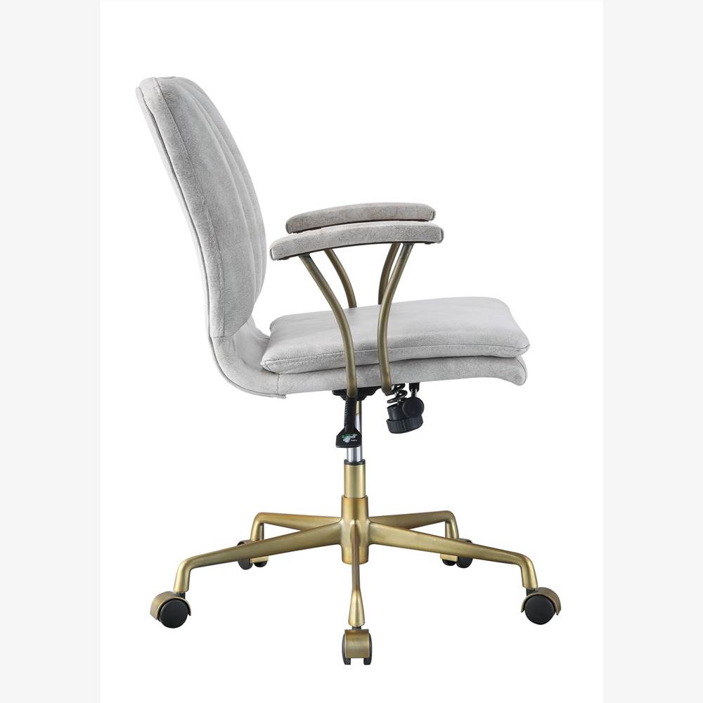 ACME Damir Leather Upholstered Office Chair with High Backrest, and Metal Frame, for Restaurant, Cafe, Tavern, Office, Living Room - White ACME Damir Leather Upholstered Office Chair With High Backrest, And Metal Frame, For Restaurant, Cafe, Tavern, Office, Living Room - White -NEWTRAL Sales Shop ACME Damir Office Chair Vintage White Top Grain Leather Gold 92422 471276 4