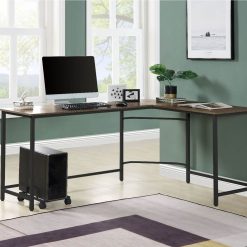 ACME Dazenus 66" L-shaped Computer Desk With Wooden Tabletop And Metal Frame, For Game Room, Small Space, Study Room - Black