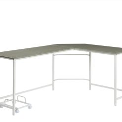 ACME Dazenus 66" L-shaped Computer Desk With Wooden Tabletop And Metal Frame, For Game Room, Small Space, Study Room - Gray -NEWTRAL Sales Shop ACME Dazenus Computer Desk Gray amp White Finish OF00043 471538 1