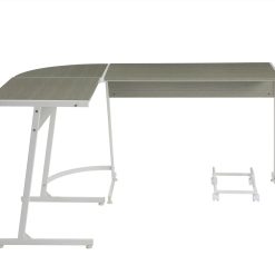 ACME Dazenus Home Office 58" L-shaped Computer Desk With Wooden Tabletop And Metal Frame, For Game Room, Small Space, Study Room - White + Gray -NEWTRAL Sales Shop ACME Dazenus Computer Desk Gray amp White Finish OF00045 471501 1