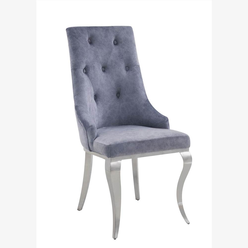 ACME Dekel Fabric Upholstered Dining Chair Set of 2, with Button Tufted Backrest, and Metal Legs, for Restaurant, Cafe, Tavern, Office, Living Room - Gray ACME Dekel Fabric Upholstered Dining Chair Set Of 2, With Button Tufted Backrest, And Metal Legs, For Restaurant, Cafe, Tavern, Office, Living Room - Gray -NEWTRAL Sales Shop ACME Dekel Side Chair Set 2 Gray Fabric Stainless Steel 70143 471226 1