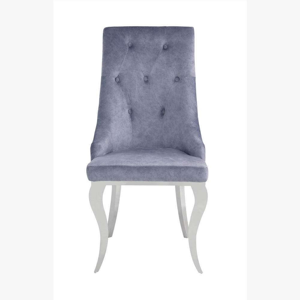 ACME Dekel Fabric Upholstered Dining Chair Set of 2, with Button Tufted Backrest, and Metal Legs, for Restaurant, Cafe, Tavern, Office, Living Room - Gray ACME Dekel Fabric Upholstered Dining Chair Set Of 2, With Button Tufted Backrest, And Metal Legs, For Restaurant, Cafe, Tavern, Office, Living Room - Gray -NEWTRAL Sales Shop ACME Dekel Side Chair Set 2 Gray Fabric Stainless Steel 70143 471226 3