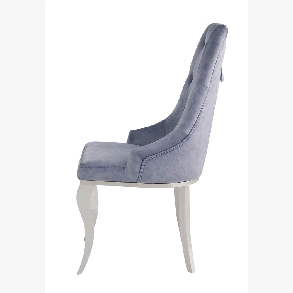 ACME Dekel Fabric Upholstered Dining Chair Set of 2, with Button Tufted Backrest, and Metal Legs, for Restaurant, Cafe, Tavern, Office, Living Room - Gray ACME Dekel Fabric Upholstered Dining Chair Set Of 2, With Button Tufted Backrest, And Metal Legs, For Restaurant, Cafe, Tavern, Office, Living Room - Gray -NEWTRAL Sales Shop ACME Dekel Side Chair Set 2 Gray Fabric Stainless Steel 70143 471226 4