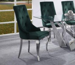 ACME Dekel Fabric Upholstered Dining Chair Set Of 2, With Button Tufted Backrest, And Metal Legs, For Restaurant, Cafe, Tavern, Office, Living Room - Green