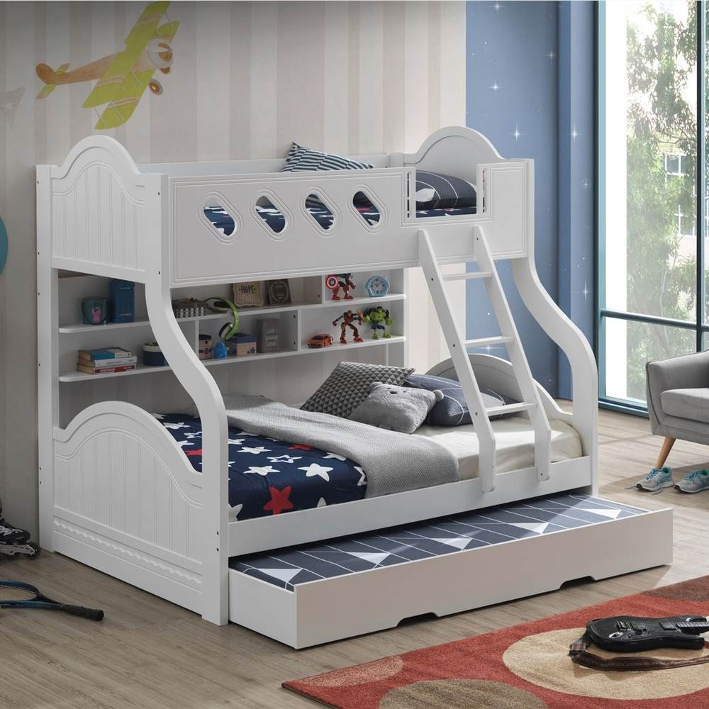 ACME Grover Twin-Over-Full Size Bunk Bed Frame with Storage Shelves, and Wooden Slats Support, No Spring Box Required (Frame Only) - White ACME Grover Twin-Over-Full Size Bunk Bed Frame With Storage Shelves, And Wooden Slats Support, No Spring Box Required (Frame Only) - White -NEWTRAL Sales Shop ACME Grover Twin Full Bunk Bed w Storage White 38160 460925 0