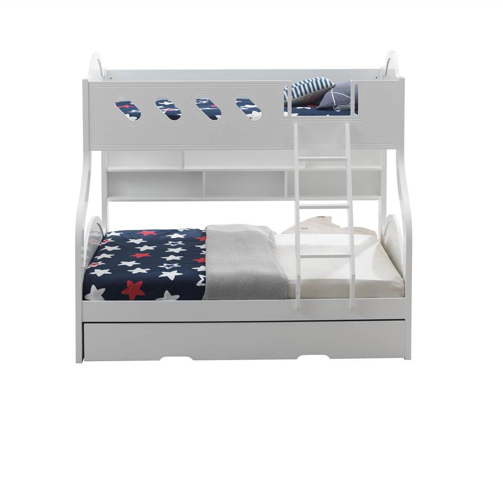 ACME Grover Twin-Over-Full Size Bunk Bed Frame with Storage Shelves, and Wooden Slats Support, No Spring Box Required (Frame Only) - White ACME Grover Twin-Over-Full Size Bunk Bed Frame With Storage Shelves, And Wooden Slats Support, No Spring Box Required (Frame Only) - White -NEWTRAL Sales Shop ACME Grover Twin Full Bunk Bed w Storage White 38160 460925 1