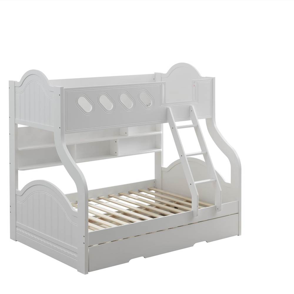 ACME Grover Twin-Over-Full Size Bunk Bed Frame with Storage Shelves, and Wooden Slats Support, No Spring Box Required (Frame Only) - White ACME Grover Twin-Over-Full Size Bunk Bed Frame With Storage Shelves, And Wooden Slats Support, No Spring Box Required (Frame Only) - White -NEWTRAL Sales Shop ACME Grover Twin Full Bunk Bed w Storage White 38160 460925 2