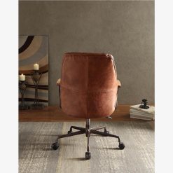 ACME Hamilton Modern Leisure Leather Swivel Chair Height Adjustable With Curved Backrest And Casters For Living Room, Bedroom, Dining Room, Office - Brown -NEWTRAL Sales Shop ACME Hamilton Office Chair in Cocoa Top Grain Leather 92413 470464 2