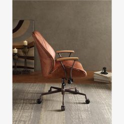 ACME Hamilton Modern Leisure Leather Swivel Chair Height Adjustable With Curved Backrest And Casters For Living Room, Bedroom, Dining Room, Office - Brown -NEWTRAL Sales Shop ACME Hamilton Office Chair in Cocoa Top Grain Leather 92413 470464 4