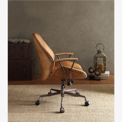 ACME Hamilton Modern Leisure Leather Swivel Chair Height Adjustable With Curved Backrest And Casters For Living Room, Bedroom, Dining Room, Office - Coffee -NEWTRAL Sales Shop ACME Hamilton Office Chair in Coffee Top Grain Leather 92412 470469 1