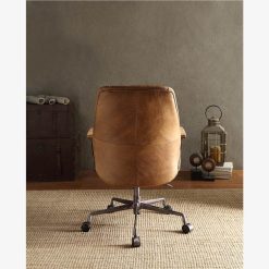 ACME Hamilton Modern Leisure Leather Swivel Chair Height Adjustable With Curved Backrest And Casters For Living Room, Bedroom, Dining Room, Office - Coffee -NEWTRAL Sales Shop ACME Hamilton Office Chair in Coffee Top Grain Leather 92412 470469 2