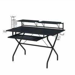 ACME Hartman Computer Desk With Keyboard Tray, Wooden Tabletop And Metal Frame, For Game Room, Small Space, Study Room - Black