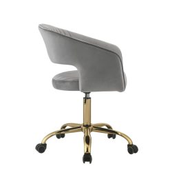 ACME Hopi Modern Leisure Velvet Swivel Chair Height Adjustable With Curved Backrest And Casters For Living Room, Bedroom, Dining Room, Office - Gray -NEWTRAL Sales Shop ACME Hopi Office Chair Gray Velvet Gold 92940 470451 5