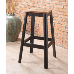 ACME Jacotte Wood Bar Stool With Metal Legs, For Restaurant, Cafe, Tavern, Office, Living Room - Black
