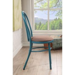 ACME Jakia Fabric Upholstered Dining Chair Set Of 2, With Balloon-shaped Backrest, And Metal Legs, For Restaurant, Cafe, Tavern, Office, Living Room - Teal -NEWTRAL Sales Shop ACME Jakia Side Chair Set 2 in Fabric Teal 96814 471097 2