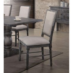 ACME Leventis Linen Upholstered Dining Chair Set Of 2, With High Backrest, And Wood Legs, For Restaurant, Cafe, Tavern, Office, Living Room - Cream