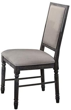 ACME Leventis Linen Upholstered Dining Chair Set Of 2, With High Backrest, And Wood Legs, For Restaurant, Cafe, Tavern, Office, Living Room - Cream -NEWTRAL Sales Shop ACME Leventis Side Chair Set 2 in Cream Linen Weathered Gray 66182 471238 2