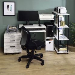 ACME Lyphre Computer Desk With Keyboard Tray And Storage Cabinet, For Game Room, Small Space, Study Room - White -NEWTRAL Sales Shop ACME Lyphre Computer Desk Antique White Black Finish 92762 471525 4