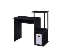 ACME Lyphre Computer Desk With Keyboard Tray And Storage Cabinet, For Game Room, Small Space, Study Room - Black