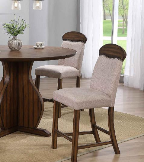 ACME Maurice Linen Upholstered Counter Height Dining Chair Set of 2, with High Backrest, and Wood Legs, for Restaurant, Cafe, Tavern, Office, Living Room - Oak ACME Maurice Linen Upholstered Counter Height Dining Chair Set Of 2, With High Backrest, And Wood Legs, For Restaurant, Cafe, Tavern, Office, Living Room - Oak -NEWTRAL Sales Shop ACME Maurice Counter Height Chair Set 2 Linen Oak 72462 471174 0
