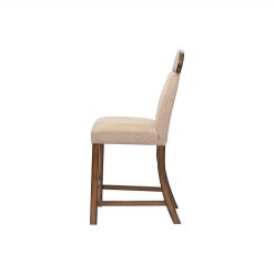 ACME Maurice Linen Upholstered Counter Height Dining Chair Set Of 2, With High Backrest, And Wood Legs, For Restaurant, Cafe, Tavern, Office, Living Room - Oak 4 ACME Maurice Linen Upholstered Counter Height Dining Chair Set Of 2, With High Backrest, And Wood Legs, For Restaurant, Cafe, Tavern, Office, Living Room - Oak -NEWTRAL Sales Shop ACME Maurice Counter Height Chair Set 2 Linen Oak 72462 471174 4