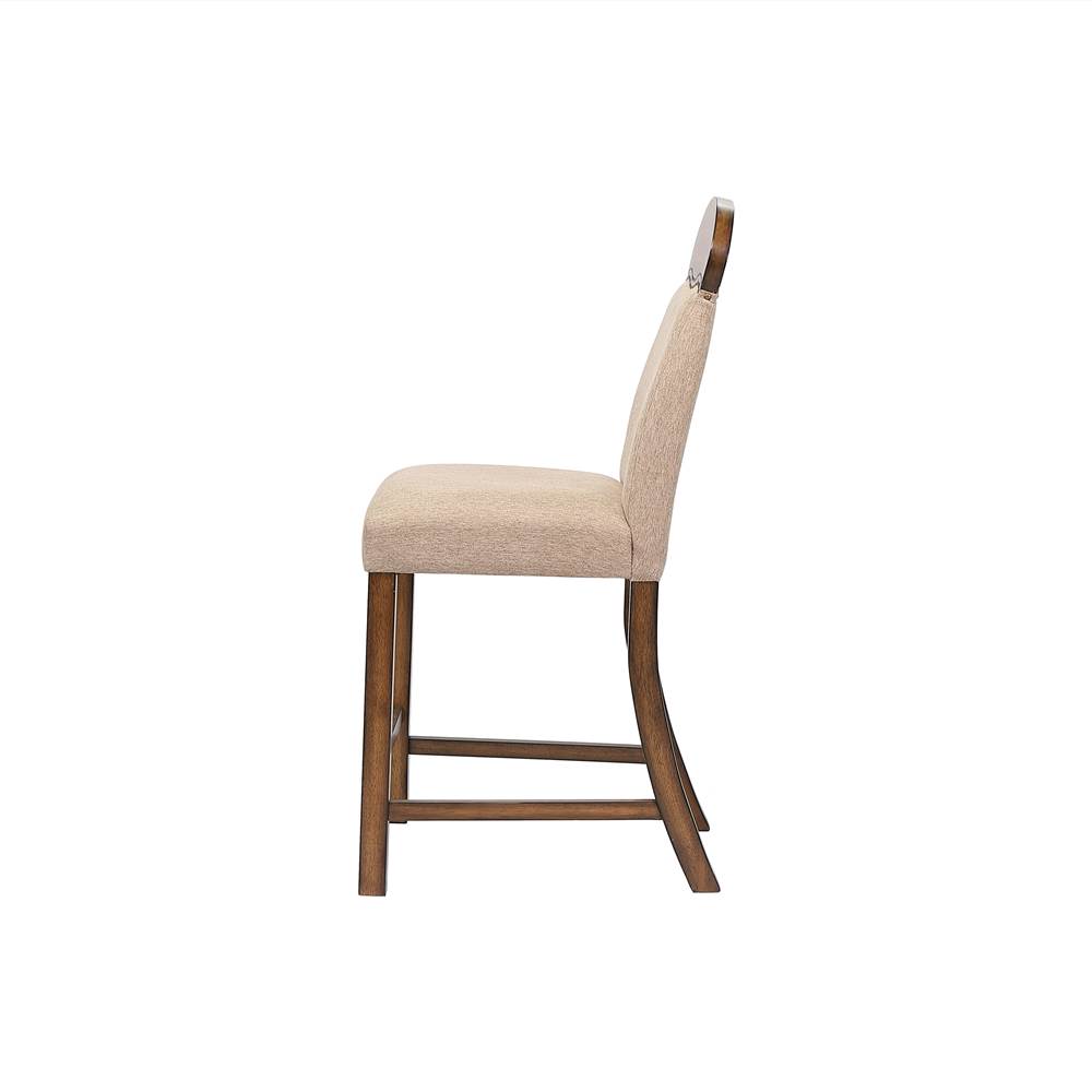 ACME Maurice Linen Upholstered Counter Height Dining Chair Set of 2, with High Backrest, and Wood Legs, for Restaurant, Cafe, Tavern, Office, Living Room - Oak ACME Maurice Linen Upholstered Counter Height Dining Chair Set Of 2, With High Backrest, And Wood Legs, For Restaurant, Cafe, Tavern, Office, Living Room - Oak -NEWTRAL Sales Shop ACME Maurice Counter Height Chair Set 2 Linen Oak 72462 471174 4
