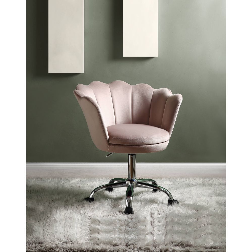 ACME Micco Modern Leisure Velvet Swivel Chair Height Adjustable with Curved Backrest and Casters for Living Room, Bedroom, Dining Room, Office - Pink ACME Micco Modern Leisure Velvet Swivel Chair Height Adjustable With Curved Backrest And Casters For Living Room, Bedroom, Dining Room, Office - Pink -NEWTRAL Sales Shop ACME Micco Office Chair Rose Quartz Velvet Chrome 92938 470447 0