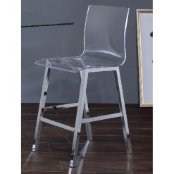 ACME Nadie Counter Height Dining Chair Set Of 2, With Curved Backrest, And Metal Legs, For Restaurant, Cafe, Tavern, Office, Living Room - Transparent