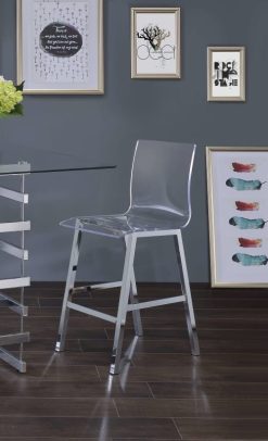 ACME Nadie Counter Height Dining Chair Set Of 2, With Curved Backrest, And Metal Legs, For Restaurant, Cafe, Tavern, Office, Living Room - Transparent -NEWTRAL Sales Shop ACME Nadie Counter Height Chair Set 2 in Clear Acrylic Chrome 72592 471182 2