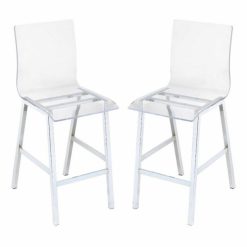 ACME Nadie Counter Height Dining Chair Set Of 2, With Curved Backrest, And Metal Legs, For Restaurant, Cafe, Tavern, Office, Living Room - Transparent -NEWTRAL Sales Shop ACME Nadie Counter Height Chair Set 2 in Clear Acrylic Chrome 72592 471182 3