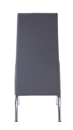 ACME Noland PU Upholstered Dining Chair Set Of 2, With High Backrest, And Metal Legs, For Restaurant, Cafe, Tavern, Office, Living Room - Gray -NEWTRAL Sales Shop ACME Noland Side Chair Set 2 Gray PU Chrome 2Pc 1Ctn 72192 471189 2