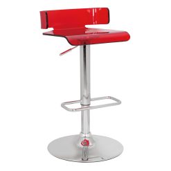 ACME Rania Adjustable Stool, With Low Backrest, And Metal Frame, For Restaurant, Cafe, Tavern, Office, Living Room - Red