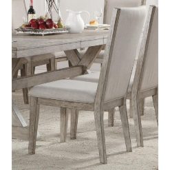 ACME Rocky Fabric Upholstered Dining Chair Set Of 2, With High Backrest, And Wood Legs, For Restaurant, Cafe, Tavern, Office, Living Room - Gray