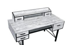 ACME Safea Computer Desk With 5 Storage Drawers, Particle Board Tabletop And Metal Frame, For Game Room, Small Space, Study Room - White -NEWTRAL Sales Shop ACME Safea Computer Desk Antique White Black Finish 92802 471514 5